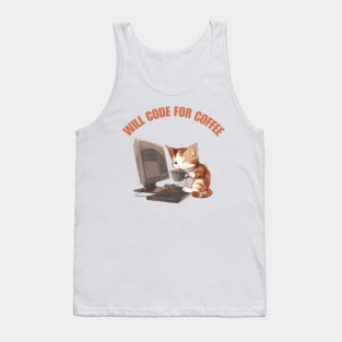 Cat Will Code For Coffee Tank Top